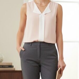 TOP of My Michelle Pink Sleeveless Asymmetrical Blouse with Peter Pan Collar